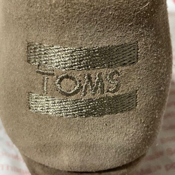 TOMS wedge booties suede lace up beige 740817 women’s sz 8 - Picture 6 of 11